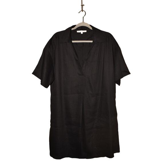 PRESTON & YORK $99 Black Short Sleeve Linen Blend Collared Shift Dress Size 16 - Picture 1 of 3